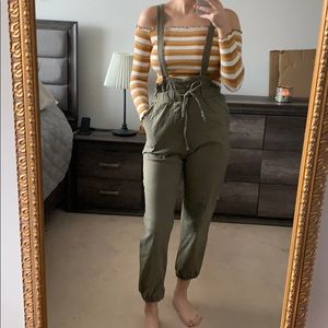 FashionNova Army Green Overalls 100% Cotton - Med